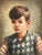 Portrait of Boy in Blue Argyle Sweater Oil Painting by Robert Rukavina For Sale - Image 4 of 13