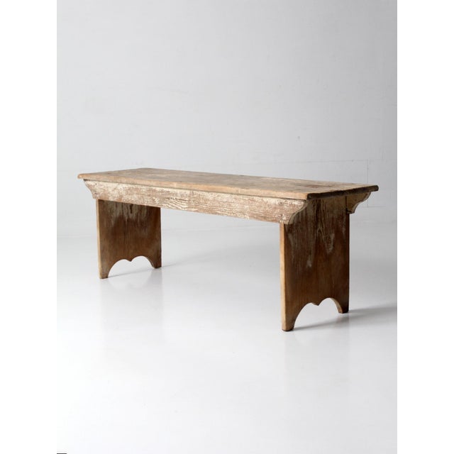 Early 20th Century Antique Primitive Wood Farmhouse Bench For Sale - Image 5 of 16