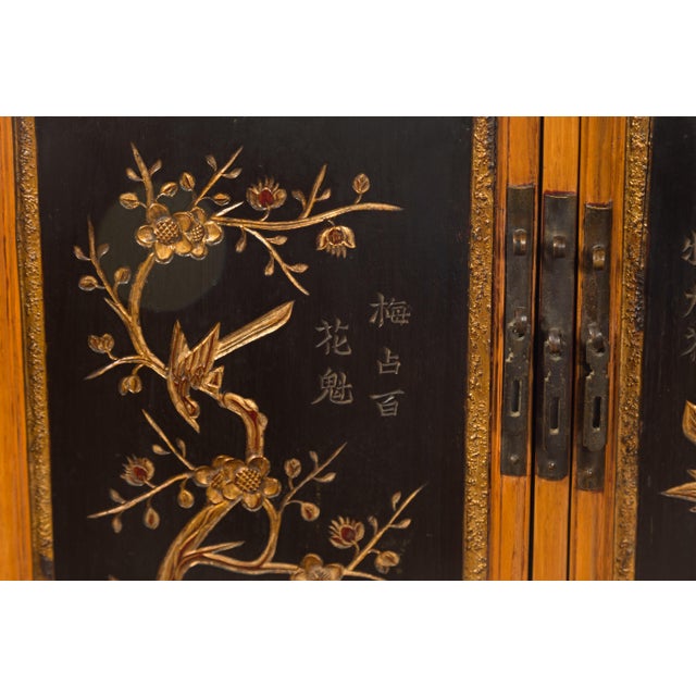 Two Chinese Qing Dynasty Fruitwood Side Cabinets with Carved Décor, Sold Each For Sale In New York - Image 6 of 12