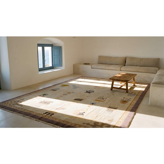 1920s Ivory Cream Art Deco Influences 100 Antiques Pattern Chinese Peking Rug For Sale - Image 14 of 15