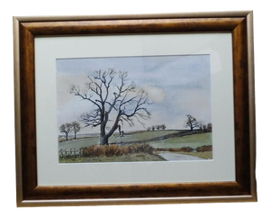 Ronald Birch, Near Little Rissington, Cotswold Landscape, Mid Century, Watercolour