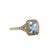 18k Gold and Blue Topaz Ring. The Blue Topaz gemstone features broad geometric facets that catch and reflect light. A...