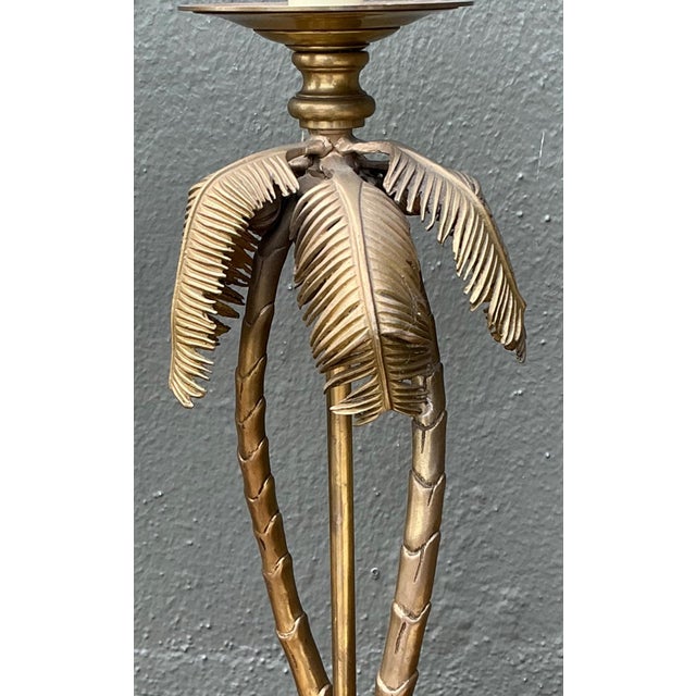 Brass Vintage Palm Tree Brass Table Lamps - Pair For Sale - Image 8 of 10