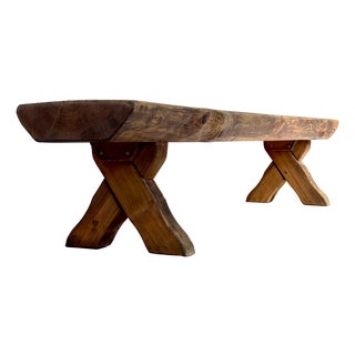 Vintage Wooden Brown Bench, 1970s For Sale
