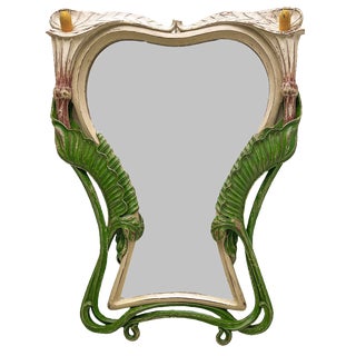 Art Nouveau Carved Wood Mirror with Calla Lilys, 1900s For Sale