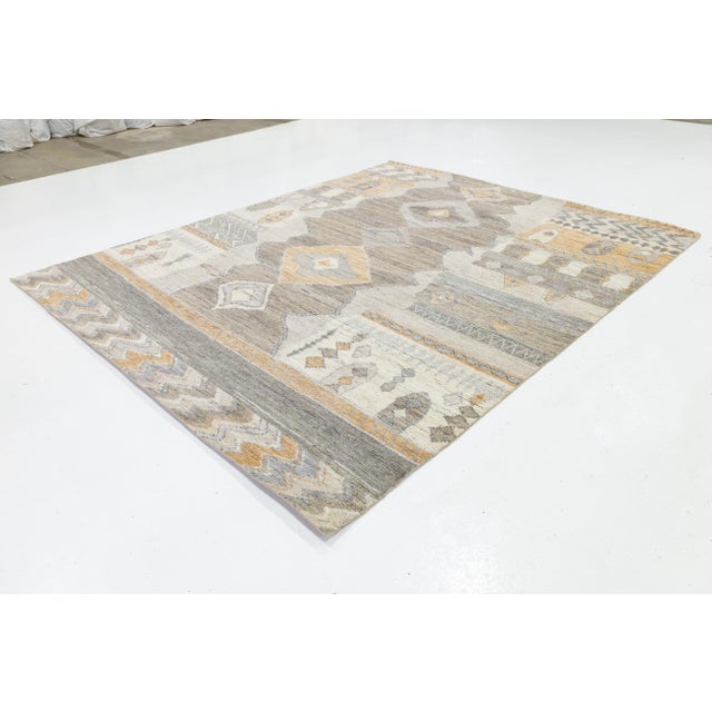 Gray Modern Tribal Echoes: Hand-Knotted Moroccan Style Wool Rug For Sale - Image 8 of 10