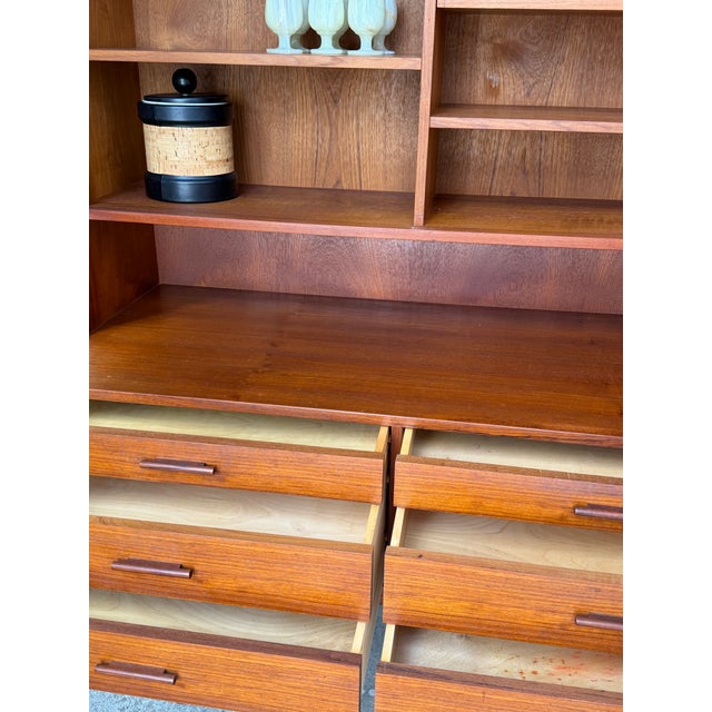 Mid-Century Danish Modern Teak Hutch With Woven Cane Doors For Sale - Image 4 of 12