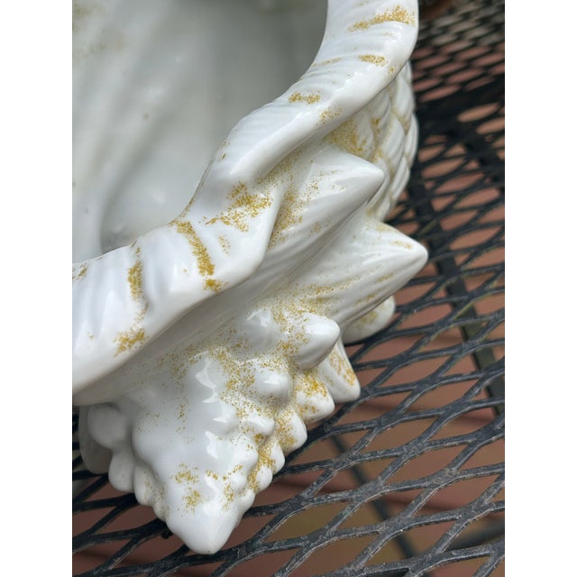 Vintage White Ceramic Conch Shell Planter For Sale In New Orleans - Image 6 of 10