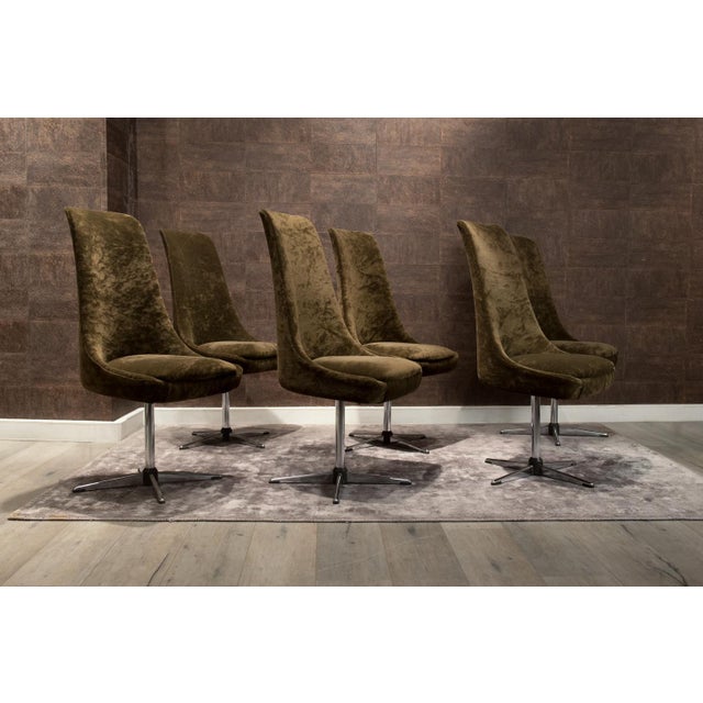 Mid-Century Modern Italian Swivel Chairs, 1970s, Set of 6 For Sale - Image 3 of 4
