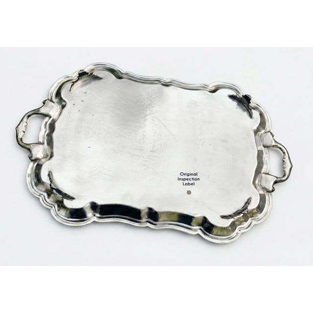 Early 20th Century Oversized Vintage F. B. Rogers Footed Silverplate Butler Tray With Handles — 27.75” Traditional • Hollywood Regency • Palm Beach Regency • Tea Service For Sale - Image 5 of 9