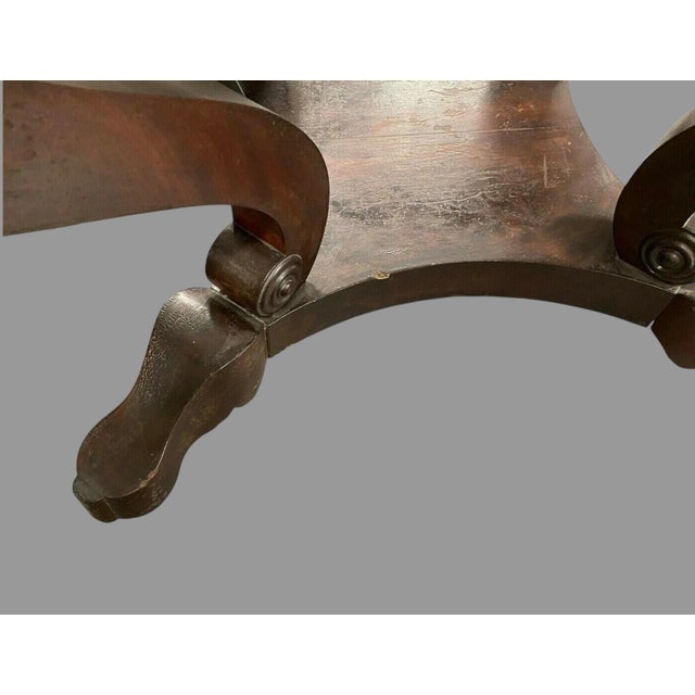 Antique Empire Marble Top Center Table Mahogany Parlor Console Sofa Table For Sale - Image 6 of 11