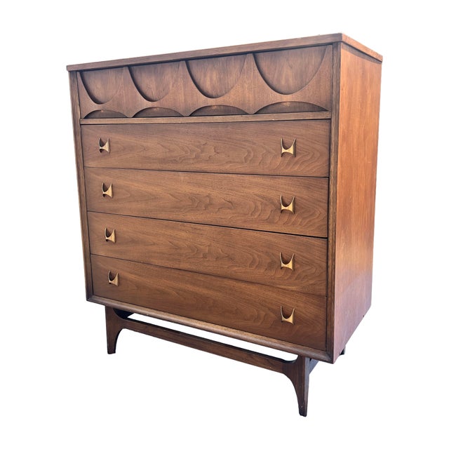 Broyhill Brasilia Tall Dresser Highboy in Vintage Mid Century Modern Style, Attributed For Sale - Image 11 of 12