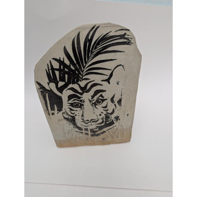 Ceramic Late 20th Century Vintage Jon Carlos Lopez Pottery Glazed Wine Bottle Holder or Planter Tiger For Sale - Image 7 of 9