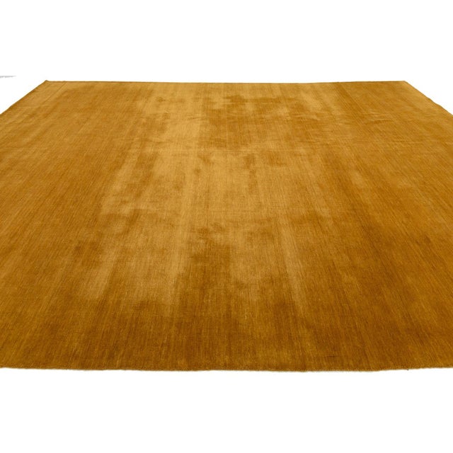 Apadana's Modern Gabbeh Hand-Loom Wool Area Rug in Earthy Yellow-Orange. For Sale - Image 9 of 11