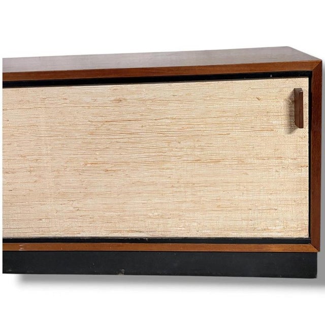 Black Mid-Century Teak Sideboard with Seagrass Doors from Florence Knoll For Sale - Image 8 of 11