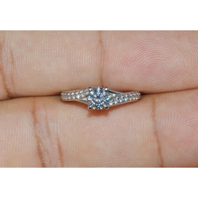 GIA Certified Natural 0.69CTS VVS E Diamond Solid 950 Platinum Designer Ring, size 4 For Sale In Dallas - Image 6 of 11