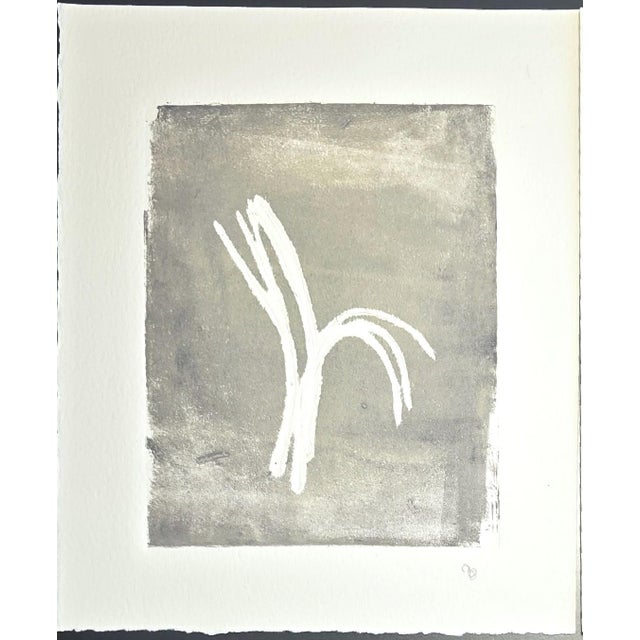 Carrie Bergey Pine Needles - Becoming 17_01-02 6*7 Original Collagraph Monoprint Art by Carrie Bergey - White Grey- Set of 2 For Sale - Image 4 of 6