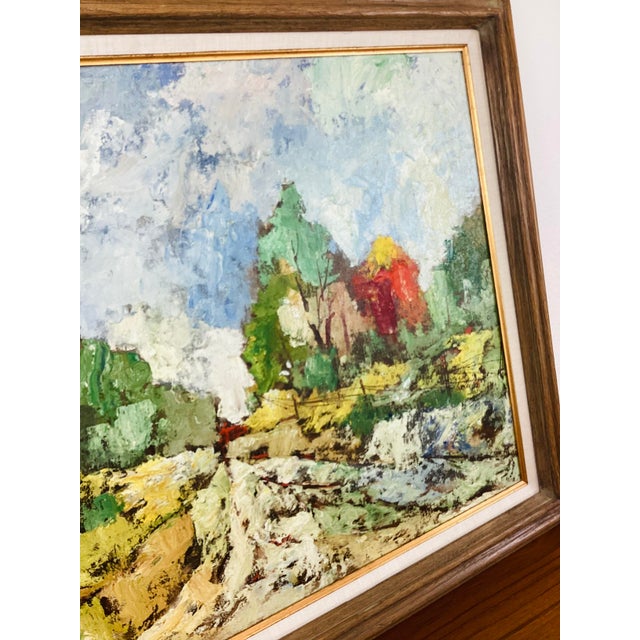 1960s Vintage 1960s Original Abstract Lanscape Framed Art Painting by Jean Claude Mayodon For Sale - Image 5 of 11