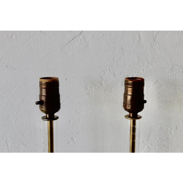 Mid-Century French Style Etched Floral Glass Boudoir Lamps Vintage -a Pair For Sale - Image 4 of 14