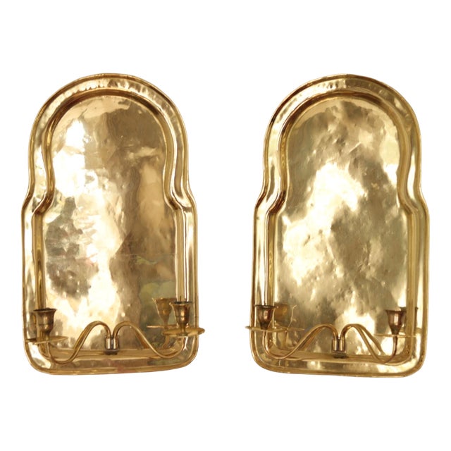 Mid-Century Swedish Brass Sconces, Set of 2 For Sale