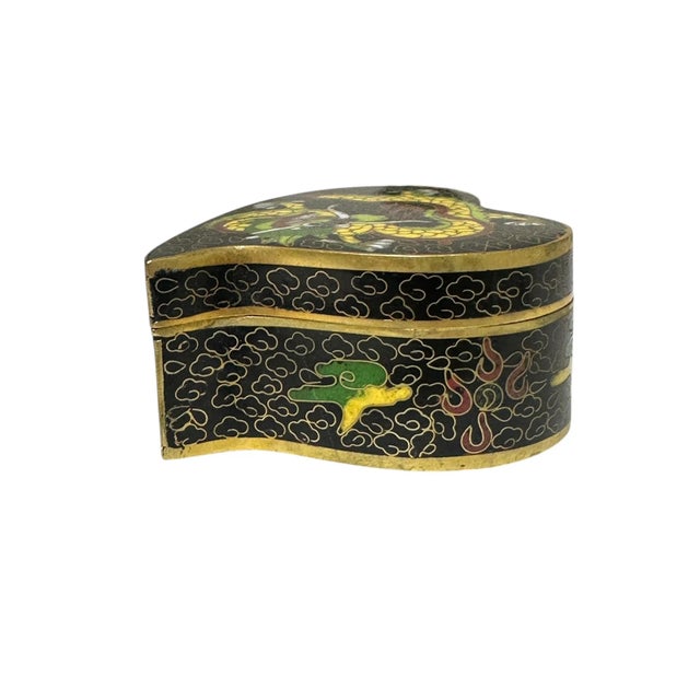 Mid-Century Modern Vintage Cloisonné Heart Shape Trinket Box For Sale - Image 3 of 8