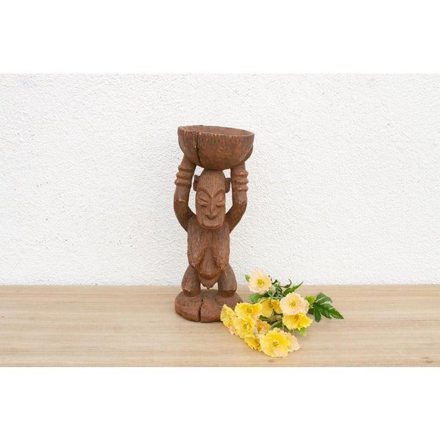 Brown Ancient Offering, African Figure With Bowl For Sale - Image 8 of 8