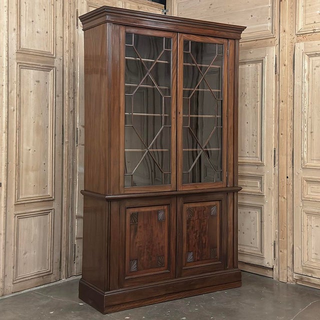 English 19th Century English Solid Mahogany Neoclassical Bookcase For Sale - Image 3 of 18