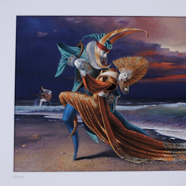 1990s Gil Bruvel "Sunset Tango" Hand Signed and Numbered Limited Edition 50/500 Unframed Matted Lithograph Excellent Condition For Sale - Image 4 of 8