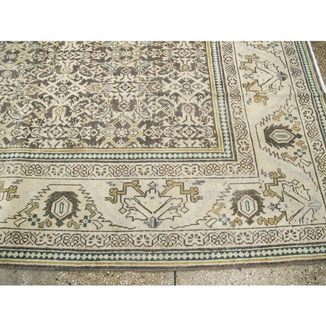 Midcentury Handmade Persian Room Size Rug in Neutral Earth Tones For Sale - Image 9 of 10