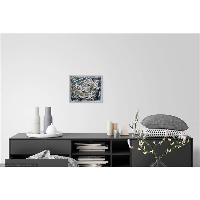 Original painting on French paper of layers of linear forms. They appear to be layered and create a harmony in the...