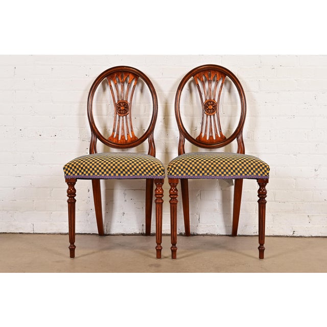 Hepplewhite Carved Mahogany Side Chairs or Dining Chairs by Bevan Funnell, Pair For Sale - Image 14 of 14