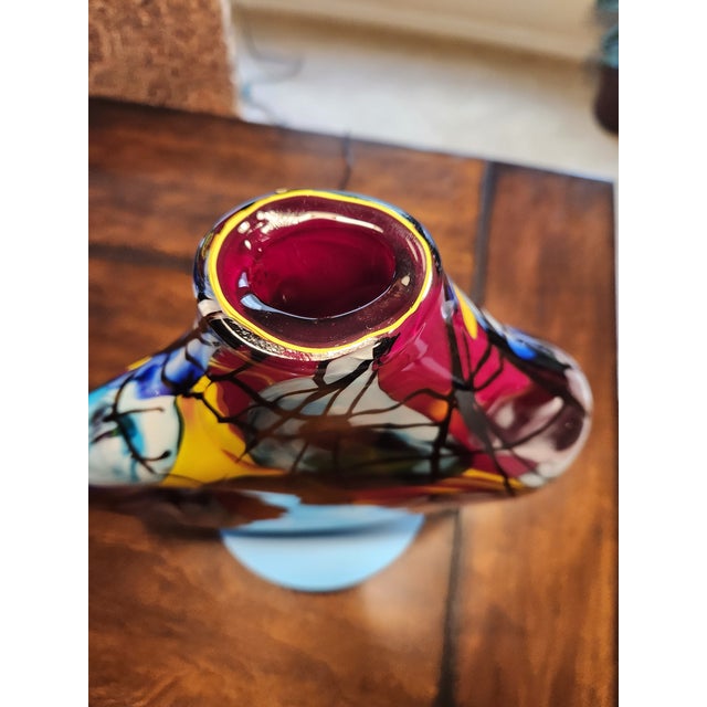 Vincenzo Nason Monumental 14" Signed v. Nason Murano Art Glass Cubist Vase 9.5lb Picasso Homage For Sale - Image 4 of 9