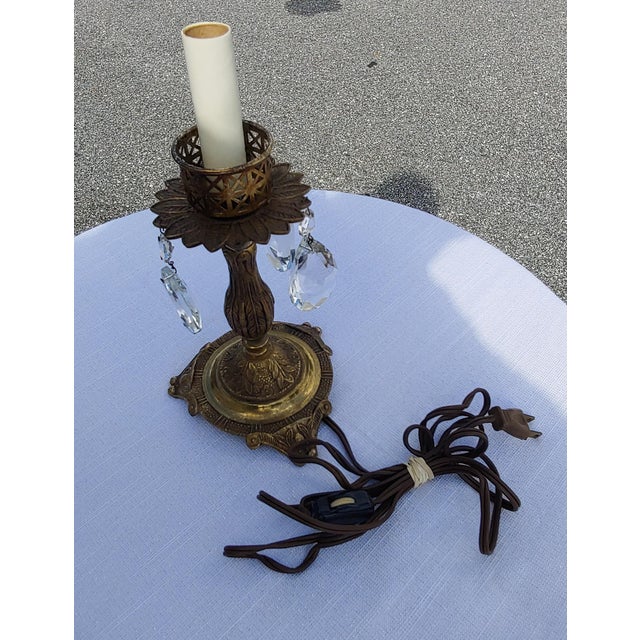 Antique 1930s Brass Candle Light With 3 Glass Drop Tears Chairish