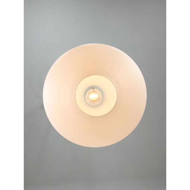 Mid-Century Italian Brass and Opaline Glass Pendant Lamp For Sale - Image 10 of 15