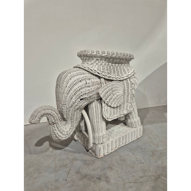 Wood Vintage Wicker Elephant Side Table, 1970s For Sale - Image 7 of 7