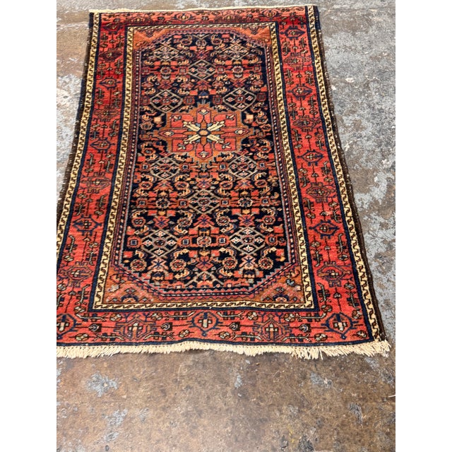 Late 20th Century 3 Ft 1 in × 4 Ft 4 in Persian Hand-Knotted Wool Accent Rug, Vintage For Sale - Image 5 of 12