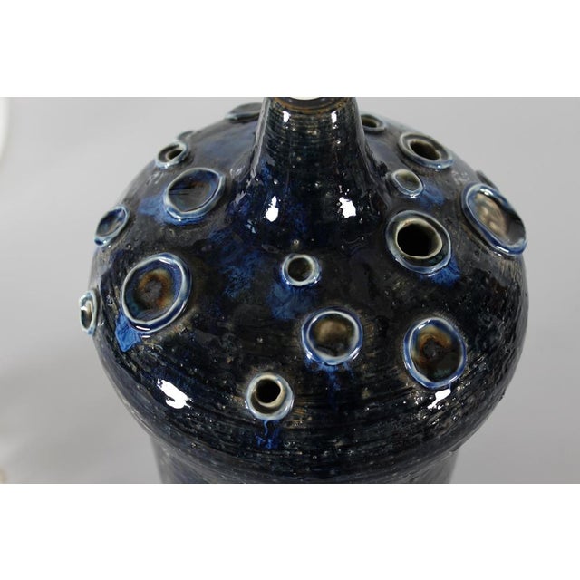 Large Danish Sculptural Blue Ceramic Table Lamp by Jytte Trebbien, 1970s For Sale - Image 9 of 16