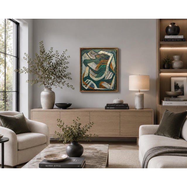 Wonderful Mid-Century Modern Abstract Oil Painting “Spring Harmony” by J. Siebernthal in Original Artist-Painted Frame For Sale - Image 9 of 9
