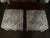 Two matching blue and white toile ottomans. We used them for extra seating first in our living room (they looked great...