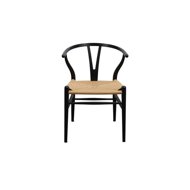 6 Carl Hansen Black "Wishbone" Chairs With Rush Seats, Design by Hans Wegner, For Sale In West Palm - Image 6 of 9
