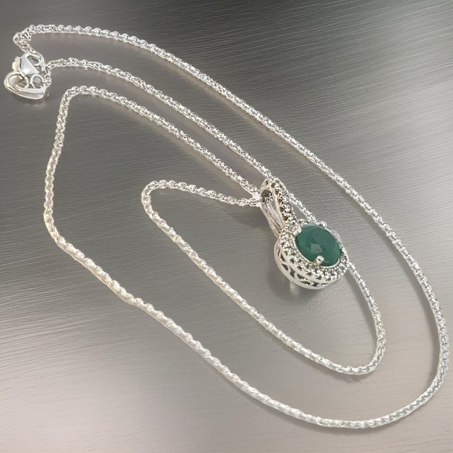 Natural Finely Faceted Quality Emerald and Diamond Pendant Necklace 18" 14k W Gold 1.90 TCW Certified $4,950 301448 Made...