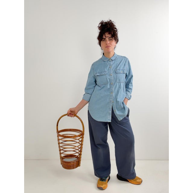 Vintage Italian Rattan Umbrella Stand by Tito Agnoli, 1960s For Sale - Image 9 of 18