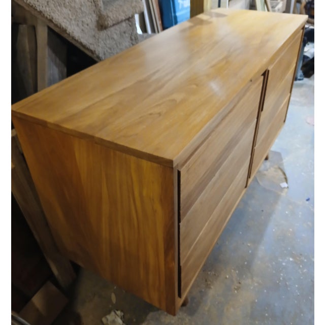 Mid-Century Modern Solid Elm Louvered 6-Drawer Dresser For Sale - Image 13 of 16