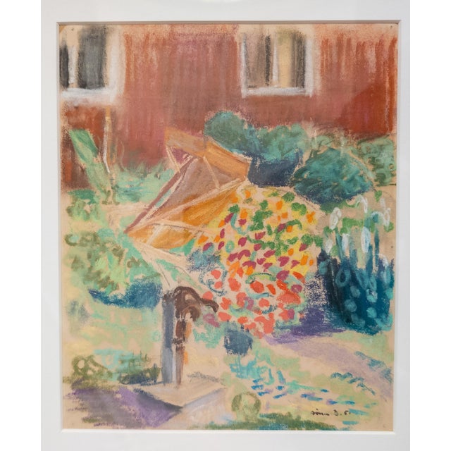 We are selling this simple little abstract study of a garden scene. This piece is executed in oil pastel on paper and is...