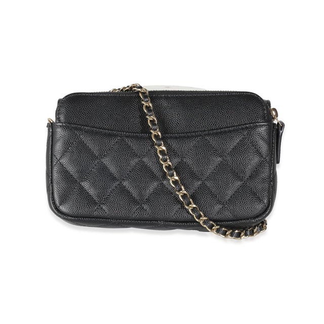 Chanel Black Quilted Caviar Flap Phone Handbag With Chain For Sale - Image 4 of 9