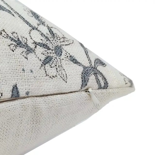 Art Deco Fabdivine Handmade Block Printed Cushion Cover 24x24 Inch Off-White Linen-Jal Dhara For Sale - Image 3 of 4