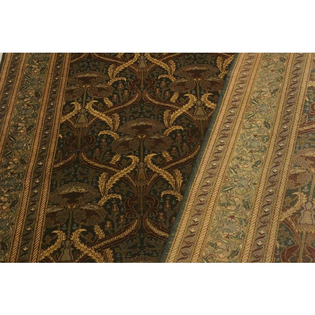 1980s 1980s Art Nouveau Green/Gold Wool Rug - 5'5 X 8'1 For Sale - Image 5 of 8