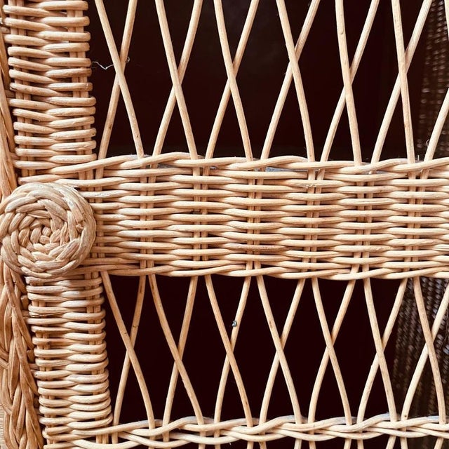 Vintage Wicker Shelved 2-Door Cupboard For Sale - Image 10 of 14