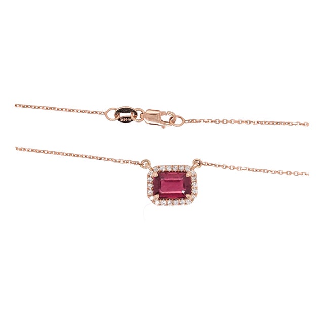 Timeless Ruby Necklace w Earth Mined Diamonds in Solid 14K Rose Gold EM 7x5mm For Sale