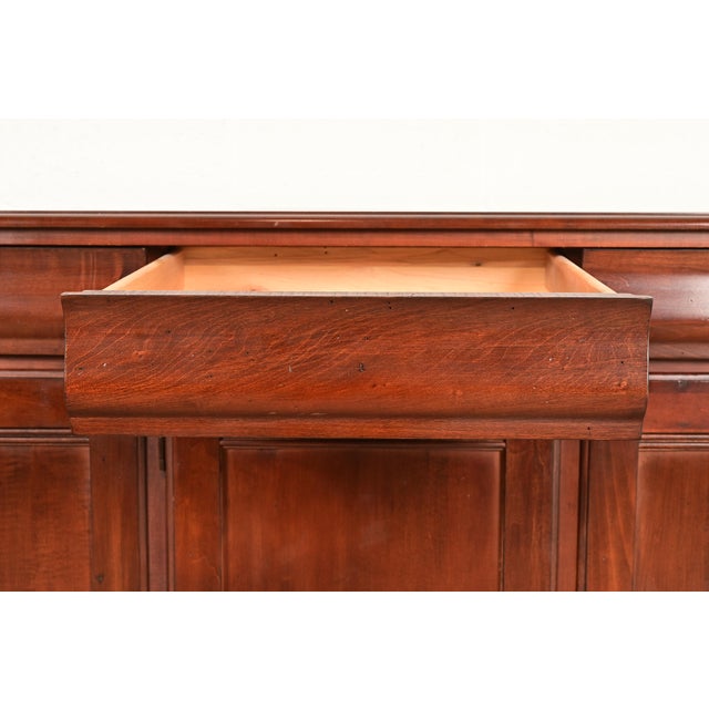 Brown Ethan Allen British Colonial Carved Maple Sideboard Credenza or Bar Cabinet For Sale - Image 8 of 17